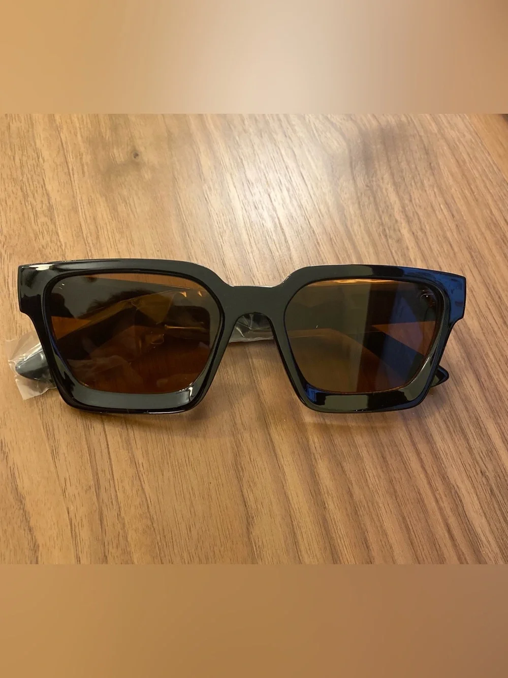 Bold Black Square Sunglasses with Brown Lenses